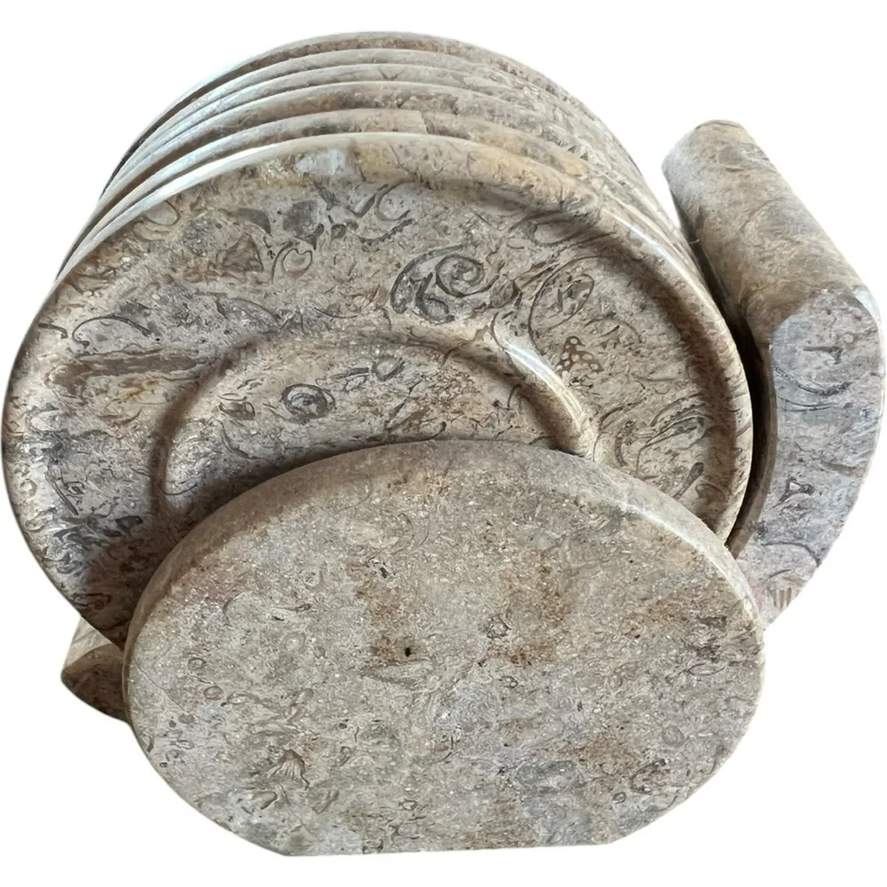 Brown marble coasters VINTAGE set of 6